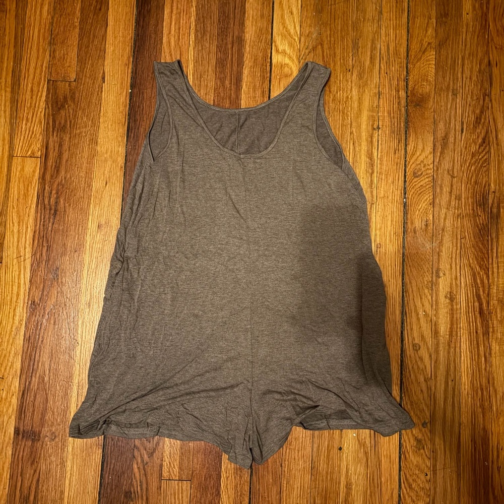 SHEIN Gray Scoop Neck Tank Romper